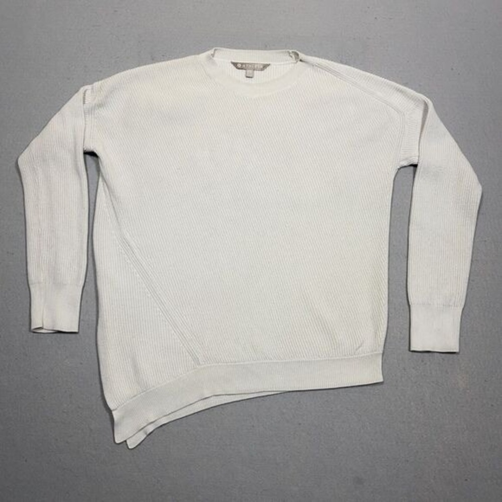 Athleta Sweater Women XXS Relaxed Asymmetrical Ivory‎ White Minimalist Layer